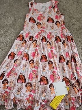Girls Pink Mermaid Print Sundress